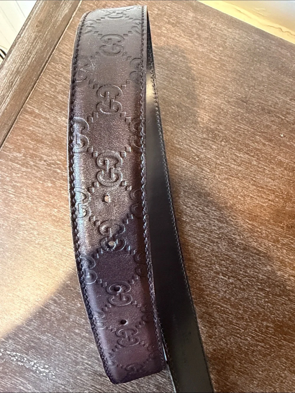 Gucci Brown Leather Belt with Gold Double G Buckle
